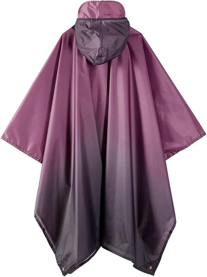 Hooded Rain Poncho for Adult, Waterproof Lightweight Raincoat for Hiking Camping