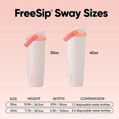 Owala FreeSip Sway - Stainless Steel-40-oz.-Orange/Tan(Sparkling Sherbet)