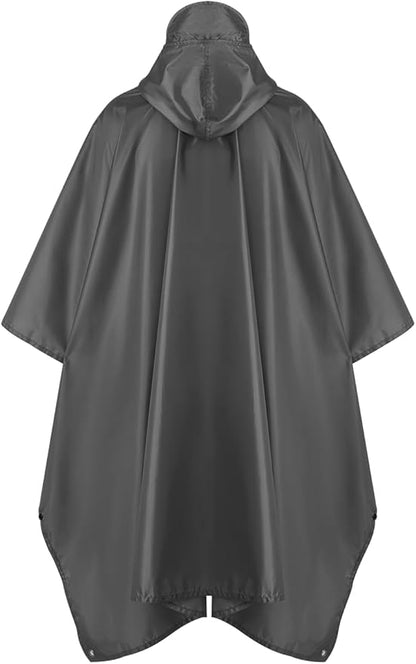 salamra Hooded Rain Poncho Waterproof Raincoat Jacket for Men/Women/Adults with Pocket
