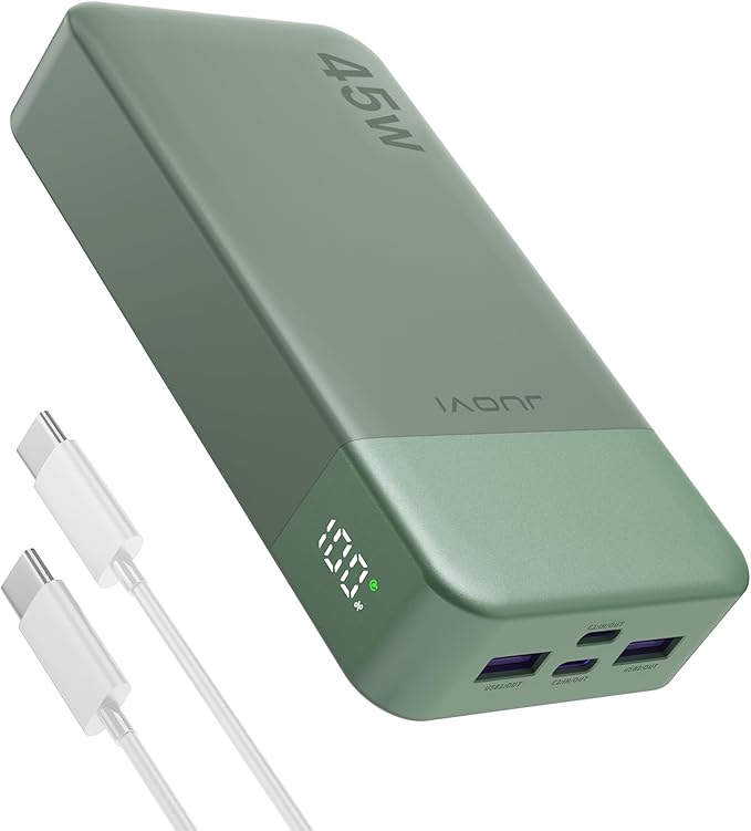 J2621 Power Bank Portable Charger 20000mAh 45W,PD 3.0 QC 4.0 Fast Charging Battery Pack with LED Display,2 USB-C, 2 USB-A for iPad, iPhone 16 15 14 13, Tablet, Galaxy, Samsung S24 S23,Google