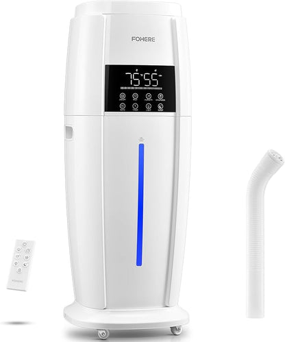 FOHERE Humidifier Large Room 4.8Gal/18L, Quiet Whole House Humidifier for Home Plants Office Commercial 1500 sq.ft, Top Fill Ultrasonic Cool Mist Humidifiers with 4 Mist Mode, 5 Speeds, Remote, White