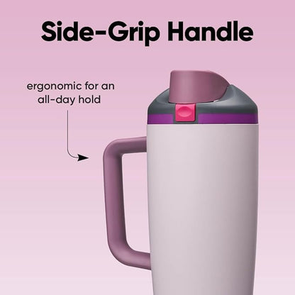 Owala FreeSip Tumbler Insulated Stainless Steel Water Bottle with Built-in Straw and Side Handle, For Travel, Work, School, and Sports, 40oz, BPA Free, Leak Proof, Dreamy Field