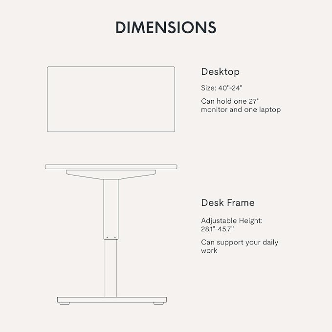 FLEXISPOT EN1 One-Piece Standing Desk with 1-Inch Thick Desktop, 40"x24" Electric Height Adjustable Desk for Home Office & Multi-Device Workstations, Mahogany