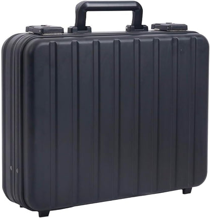 Black Aluminum Money Briefcase for Cash Metal Cases for Men Business Attache Hardside Case Dual Combination Locks with Foam