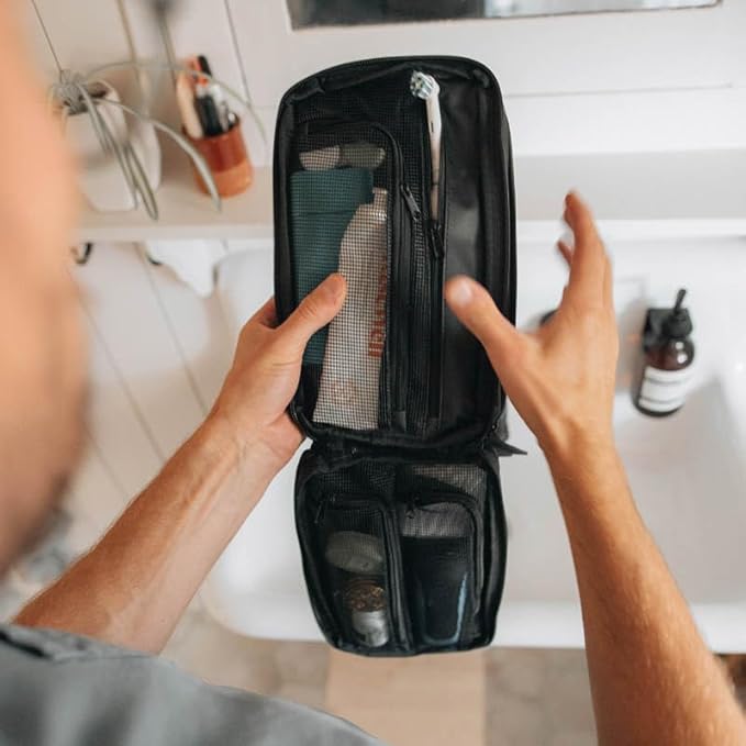 Gravel Hanging Toiletry Bag for Men and Women - Comes in 3 Sizes, Water-Resistant, Durable, Compact, Dopp Kit Travel Toiletry bag (Black, Plus)