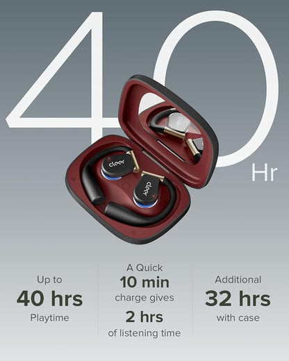 Cleer ARC 3 Sports Pro Open Ear Headphones - Dolby Audio, Snapdragon Sound True Wireless Earbuds,40Hr Battery, Bluetooth 5.4, IPX7,Heart Rate Tracking,Wireless Charging Smart Case, Comfort Fit, Black
