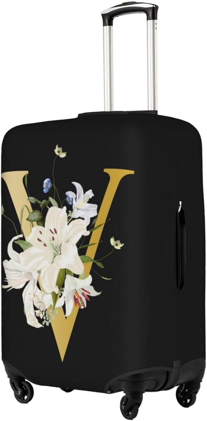 Decorative V Suitcase Protectors Elastic Washable Luggage Covers With Concealed Zippers For 18-32 Inch Luggage (Size S: Fits 18-21 Inch)