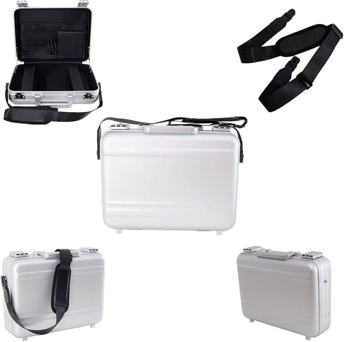 Metal Briefcase with Removable Shoulder Strap 14 Inch Laptop Brief Case Business Case Lawyer Briefcases