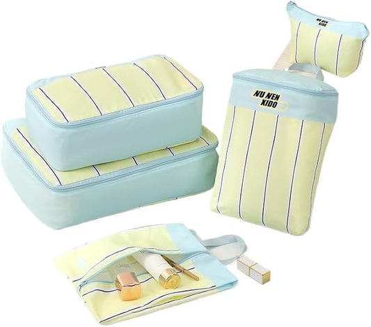 5-Piece Travel Packing Cube Set Luggage Organizer Bags for Clothes Shoes & Toiletries - Waterproof Durable Stylish Suitcase Organization (Yellow)