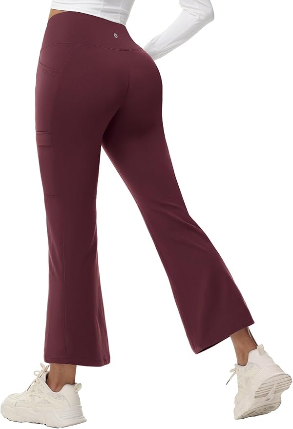 baleaf Women's Fleece Lined Pants Winter Thermal Water Resistant Crossover Flare Leggings Warm Bootcut Hiking Outdoor
