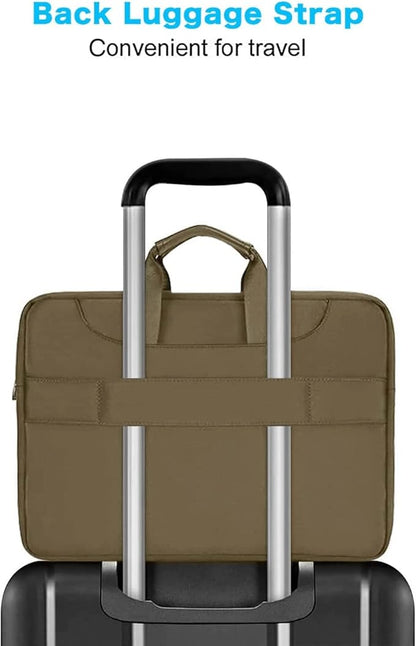 MOSISO 360 Protective Laptop Shoulder Bag Compatible with MacBook Air/Pro, 13-13.3 inch Notebook, Compatible with MacBook Pro 14 inch M5 M4 M3 M2 M1,Matching Color Sleeve with Belt, Olive Yellow