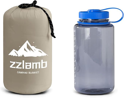 zzlamb Camping Blanket, Compact Lightweight Soft Puffy Blanket Water-Repellent, Packable Warm Quilt Down Alternative Picnic Hiking Backpacking Beach Travel RV Airplane Couch Car