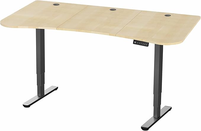 VIVO Electric 63 x 32 in Dual Motor Standing Desk, Memory Height Adjustment, 2B Series, Light Wood Top Black Frame, DESK-KIT-2B1C