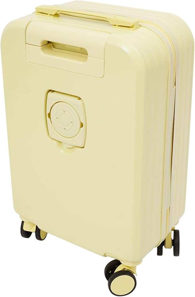 20 Inch Carry-On Luggage, Hardshell Suitcase with Wheels & USB Port,Suitcases with Wheels, 20.87x13.39x9.06 Inch Expandable Cabin Suitcase for Air Travel, etc,Light Yellow