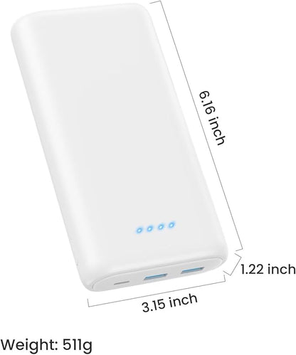 Upgraded Portable Charger 40800mAh Power Bank - Portable Battery with 2 Built in Cables,PD 25W USB C Fast Charging Battery Pack Compatible with iPhone 17 16 15 14 13 Android Phone etc-White