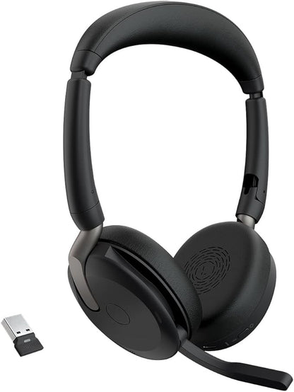 Jabra Evolve2 65 Flex Wireless Stereo Headset - Bluetooth, Noise-Cancelling ClearVoice Technology & Hybrid ANC - Works with All Leading UC Platforms Such As Zoom & Google Meet - Black