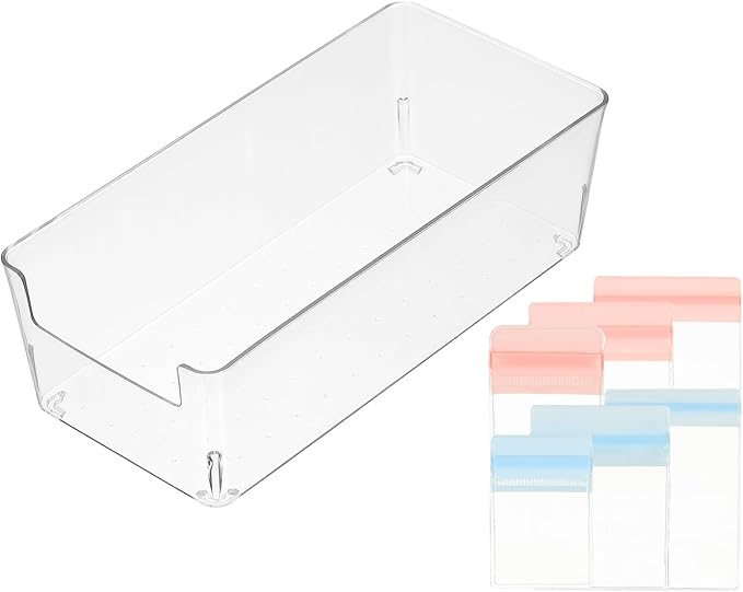 PATIKIL Clear Jewelry Box, Organizer Holder Box with 60 Pcs Portable Anti Tarnish Jewelry Bags, Travel Case for Women Earrings Rings Necklaces Bracelets, Pink, Blue 3 Size