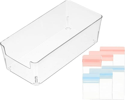 PATIKIL Clear Jewelry Box, Organizer Holder Box with 60 Pcs Portable Anti Tarnish Jewelry Bags, Travel Case for Women Earrings Rings Necklaces Bracelets, Pink, Blue 3 Size