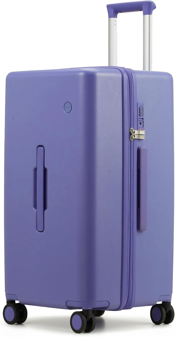 mixi 24'' Plus Trunk Luggage Medium Checked Luggage PC Hard Shell Rolling Travel Suitcases with Spinner Wheels & TSA Lock, Dreamy Purple