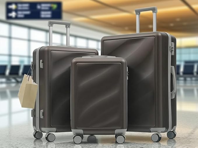 Merax Luggage Set 3 Piece, Lightweight Durable ABS Suitcases with Spinner Wheels and TSA Lock, Carry-on & Checked Travel Luggage