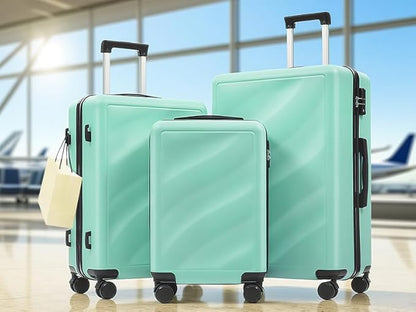 Merax Luggage Set 3 Piece, Lightweight Durable ABS Suitcases with Spinner Wheels and TSA Lock, Carry-on & Checked Travel Luggage