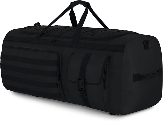 Gonex 130L Extra Large Duffel Bag for Men, Heavy Duty 3 in 1 Convertible Carry Travel Duffle, with Shoe Compartment, Tactical Loops, Sports Gear Bag for Family Trips (Black)