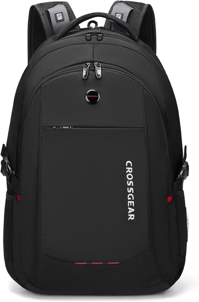 CROSSGEAR Travel Laptop Backpack for Men, 15.6-Inch Large Computer Business Backpack, Multi-pocket, USB Port, Breathable Padded, Water Resistant Work Casual Daypacks