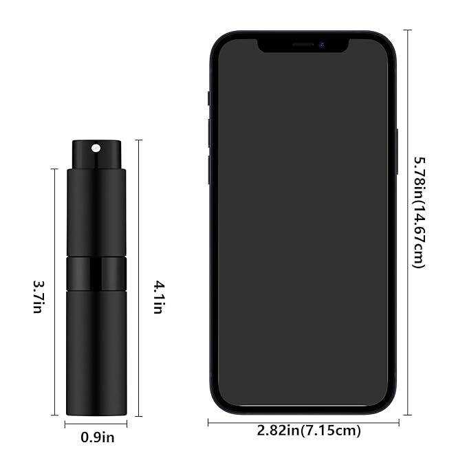 Lil Ray 8ml Portable Mini Perfume Atomizer(4 PCS)，Refilable Empty Small Spray Bottle for Travel, Twist Type Pocket Cologne Sprayer (Matte Black)