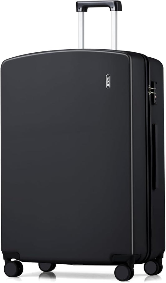 Hanke 28 Inch Luggage with Spinner Wheels Lightweight PC Hard Shell Suitcases, Large Checked Luggage with TSA Lock, Hardside Checked-Large 28" Rolling Suitcases for Travel(Jet Black)