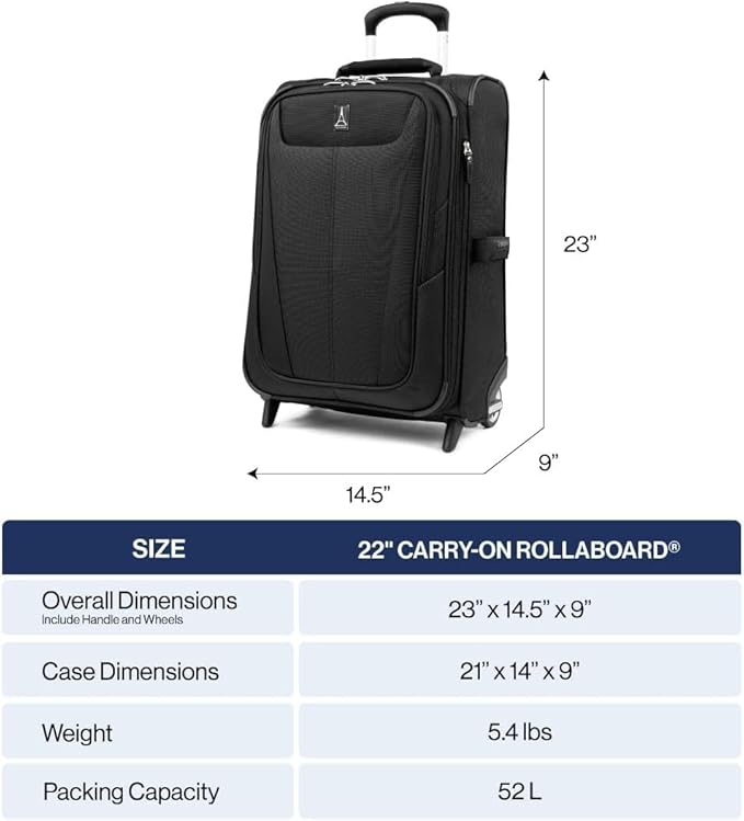 Travelpro Maxlite 5 Softside Expandable Upright 2 Wheel Carry-on Luggage, Lightweight, 22-Inch — Ensign Blue