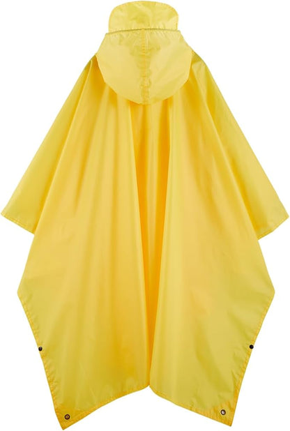 Hooded Rain Poncho for Adult, Waterproof Lightweight Raincoat for Hiking Camping