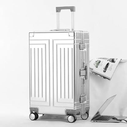 All Aluminum Carry On Luggage，Cut from Whole Aluminum Sheet，22x14x9 Airline Approved ，（3rd Generation，Premium Metal zipperless suitcase ） (silvery, 26inch)