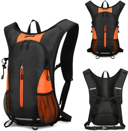 25L Ultralight Lightweight Waterproof HikingBackpack Foldable Travel Camping Hiking Outdoor Sports Backpack Daypack with reflective strips (Black Orange)