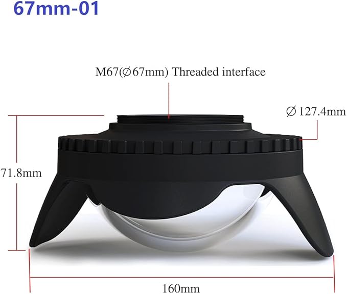 Sea frogs 67mm Dome Port Lens Accessory for Waterproof Underwater Housing, 60m/197ft Depth Protection, Waterproof IPX8 Rated