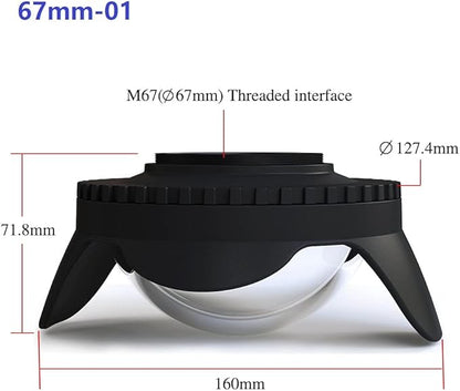 Sea frogs 67mm Dome Port Lens Accessory for Waterproof Underwater Housing, 60m/197ft Depth Protection, Waterproof IPX8 Rated