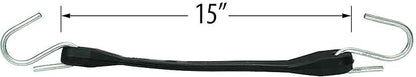 US Cargo Control 15 Inch Rubber Bungee Cords with S-Hooks (50-Pack), 23 Inch Stretch, Rubber Tarp Straps with Hooks for Flatbed Tarps, Trailers, Pickup Trucks, Tarps, Motorcycles, Canopies