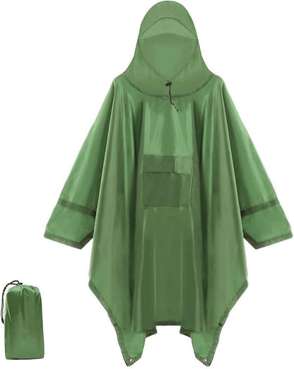 Cosmine Hooded Rain Poncho for Adult with Pocket, Waterproof Lightweight Unisex Raincoat Jacket for Hiking Camping Emergency