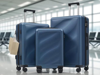 Merax Luggage Set 3 Piece, Lightweight Durable ABS Suitcases with Spinner Wheels and TSA Lock, Carry-on & Checked Travel Luggage