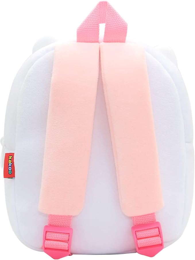 Cute Toddler Backpack,Cartoon Cute Animal Plush Backpack Toddler Mini School Bag for Kids Age 2-4 Years Old(White Cat)