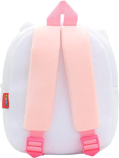 Cute Toddler Backpack,Cartoon Cute Animal Plush Backpack Toddler Mini School Bag for Kids Age 2-4 Years Old(White Cat)