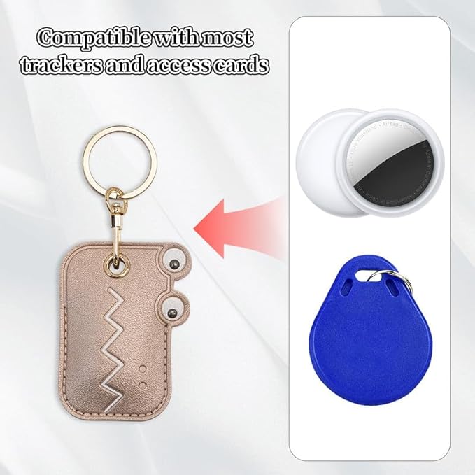 Leather Keychain Case Holder Compatible with Apple AirTag, GPS Airtag Keychain Finder Tracker with Key Ring, Anti-Scratch Protective Air Tag Cover