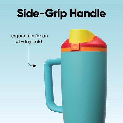 Owala FreeSip Tumbler Insulated Stainless Steel Water Bottle with Built-in Straw and Side Handle, For Travel, Work, School, and Sports, 40oz, BPA Free, Leak Proof, Summer Sweetness