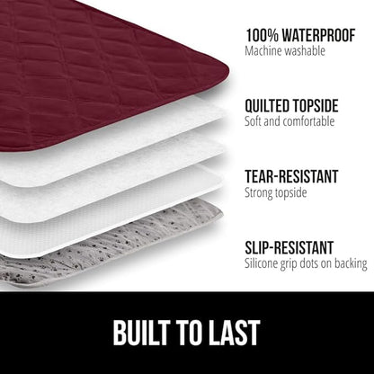GORILLA GRIP Waterproof Bed Cover for Dogs, 82x68, Gripped Slip Resistant Backing, Leak Proof Washable Dog Blanket Covers Sofa, Couch, Sectional, Crate, Car, RV Seats, Pet Puppy Essentials, Burgandy