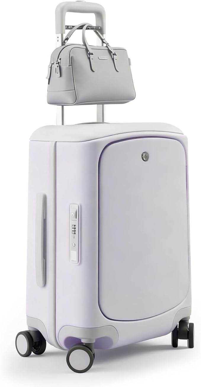 Hang Safe Carry On Luggage,PC Hard Shell Zipperless Bussiness Suitcases,21.3''x15''x9''Airline Approved,360° Spinner Wheels,TSA Locks USB Charging Port,Top Travel Seat,White