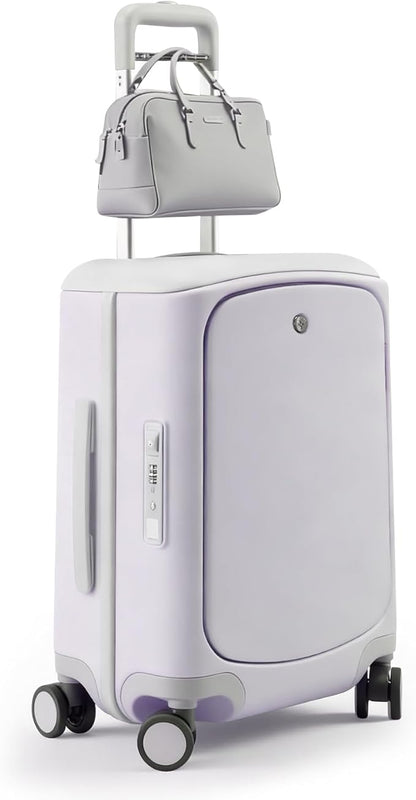 Hang Safe Carry On Luggage,PC Hard Shell Zipperless Bussiness Suitcases,21.3''x15''x9''Airline Approved,360° Spinner Wheels,TSA Locks USB Charging Port,Top Travel Seat,White