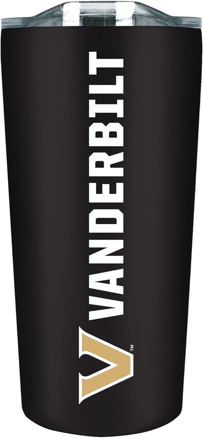 Campus Colors NCAA Stainless Steel Tumbler perfect for Gameday - 18 oz - Double Walled - Keeps Drinks Perfectly Insulated (Vanderbilt Commodores - Black)