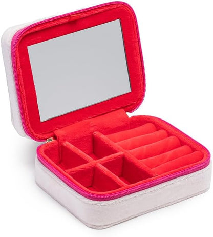 Living Royal Jewelry Travel Case – Portable Box with Mirror and Zipper for Rings, Necklaces, Earrings, Bracelets (Queen)