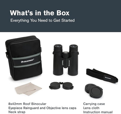Celestron - Outland X 8x42 Binoculars – Ideal for Birding and Outdoors – 42mm Objective Lenses – Wide 7° Field of View – BaK-4 Prisms – Multi-Coated – Waterproof and Fogproof