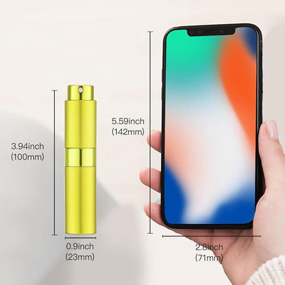 LISAPACK 8ML Atomizer Perfume Spray Bottle for Travel, Empty Refillable Cologne Dispenser, Portable Sprayer (Yellow)