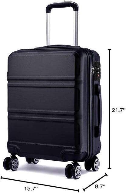 Kono 19" Carry on Luggage with Spinner Wheel TSA Lock, Lightweight PC+ABS Hardside Luggage Durable Small Carry on Suitcase, Black